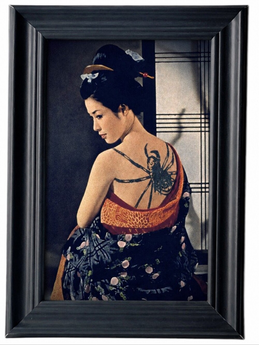 Japanese Geisha Spider Tattoo Photo Print, Vintage Irezumi Art Prints Retro 60s